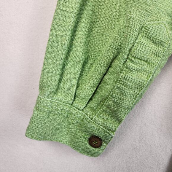 AS Ramie Blend Shacket Women’s SZ  Large Kelly Green Button Up Pointed Collar - Picture 10 of 16